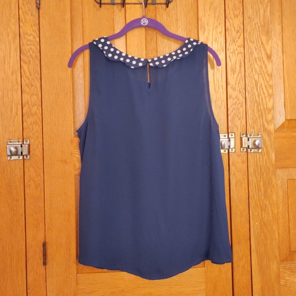 Disney by LC nacy blue polka dot collar sleeveless top - Picture 2 of 6